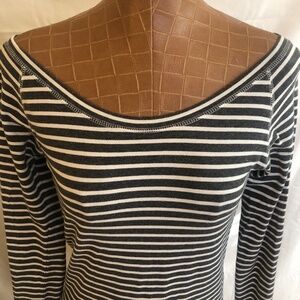 NWOT Striped Long Sleeved Bateau Tee Top MED
